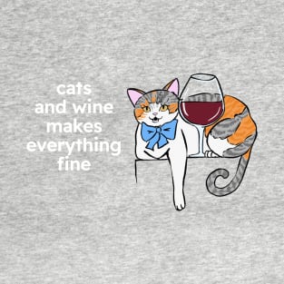 kitty and glass of wine T-Shirt